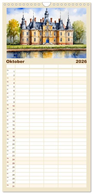 Produktbild: Familienplaner 2026 - M&auml;rchenschl&ouml;sser und Burgen mit 5 Spalten (Wandkalender, 21 x 45 cm) CALVENDO