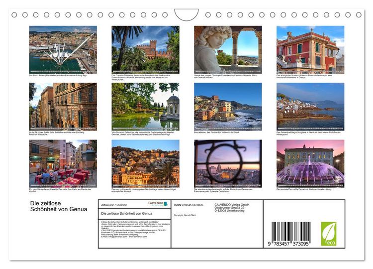 Produktbild: Die zeitlose Sch&ouml;nheit von Genua (Wandkalender 2026 DIN A4 quer), CALVENDO Monatskalender