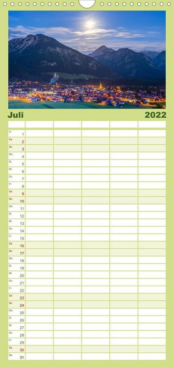 Produktbild: Familienplaner Rund um Oberstdorf (Wandkalender 2022 , 21 cm x 45 cm, hoch)