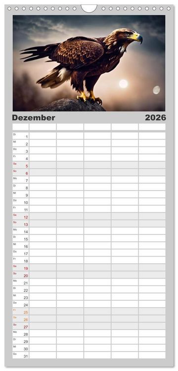 Produktbild: Familienplaner 2026 - Heimische Tiere im Mondlicht mit 5 Spalten (Wandkalender, 21 x 45 cm) CALVENDO