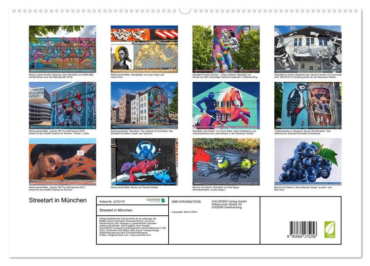 Produktbild: Streetart in M&uuml;nchen (hochwertiger Premium Wandkalender 2027 DIN A2 quer), Kunstdruck in Hochglanz