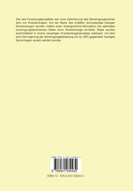 Produktbild: Untersuchung und Verbesserung des Schwingungsverhaltens von Krankentragen