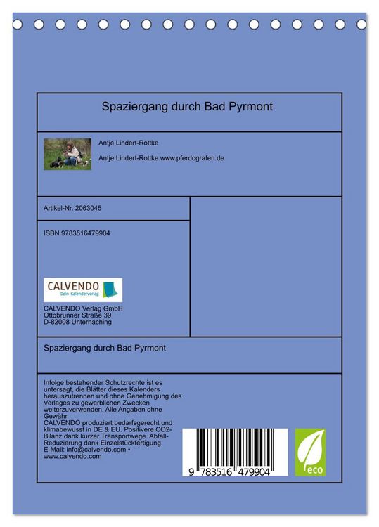 Produktbild: Spaziergang durch Bad Pyrmont (Tischkalender 2026 DIN A5 hoch), CALVENDO Monatskalender