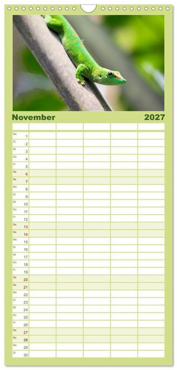 Produktbild: Familienplaner 2027 - Tierkalender 2027 mit 5 Spalten (Wandkalender, 21 x 45 cm) CALVENDO