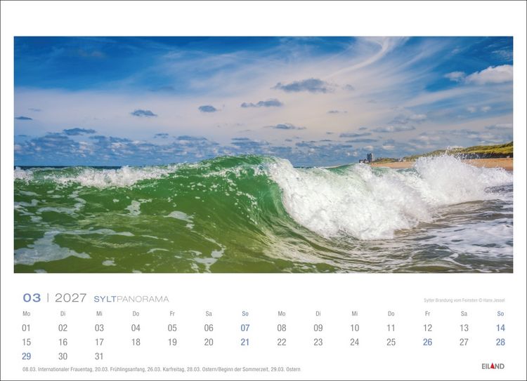 Produktbild: Sylt Panorama-Postkartenkalender 2027 - Hans Jessel
