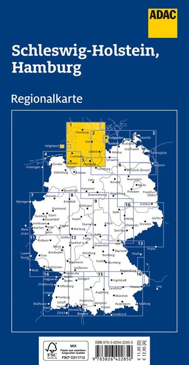 Produktbild: ADAC Regionalkarte 01 Schleswig-Holstein, Hamburg 1:150.000