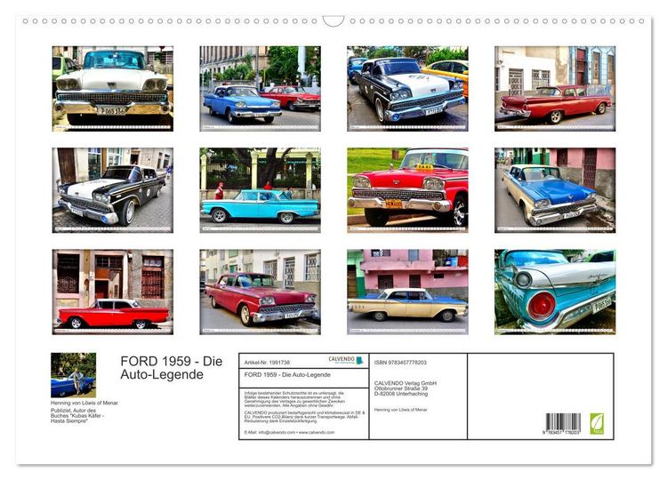 Produktbild: FORD 1959 - Die Auto-Legende (Wandkalender 2026 DIN A2 quer), CALVENDO Monatskalender