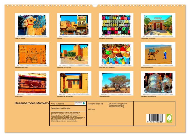 Produktbild: Bezauberndes Marokko (hochwertiger Premium Wandkalender 2026 DIN A2 quer), Kunstdruck in Hochglanz