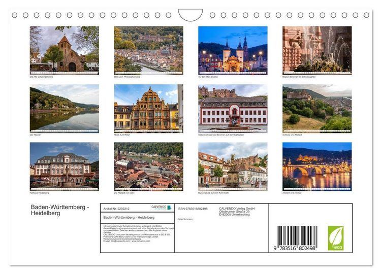 Produktbild: Baden-W&uuml;rttemberg - Heidelberg (Wandkalender 2027 DIN A4 quer), CALVENDO Monatskalender