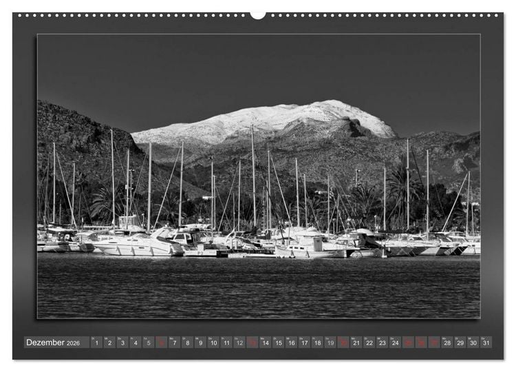 Produktbild: Mallorca Schwarz Wei&szlig; (hochwertiger Premium Wandkalender 2026 DIN A2 quer), Kunstdruck in Hochglanz