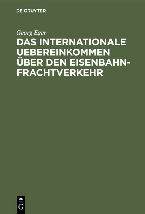 Produktbild: Das internationale Uebereinkommen &uuml;ber den Eisenbahn-Frachtverkehr