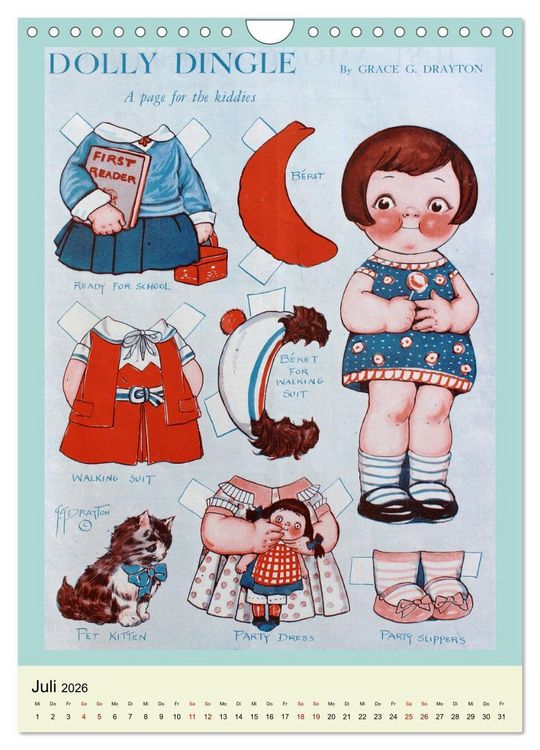 Produktbild: Dolly Dingle Kalender - Anziehpuppen von Grace G. Drayton (Wandkalender 2026 DIN A4 hoch), CALVENDO Monatskalender