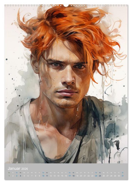 Produktbild: Gentlemen in Aquarell (Wandkalender 2026 DIN A2 hoch), CALVENDO Monatskalender