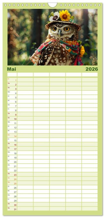 Produktbild: Familienplaner 2026 - Waldtiere mit Stil. Tierische Trendsetter in der Natur mit 5 Spalten (Wandkalender, 21 x 45 cm) CALVENDO