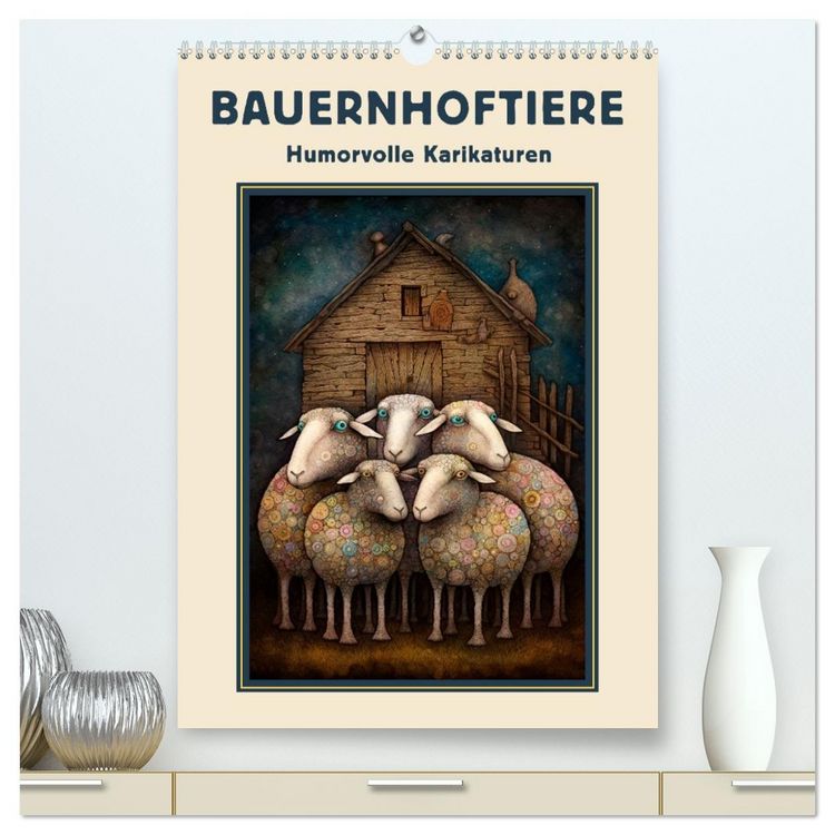 Produktbild: Bauernhoftiere - Humorvolle Karikaturen (hochwertiger Premium Wandkalender 2026 DIN A2 hoch), Kunstdruck in Hochglanz