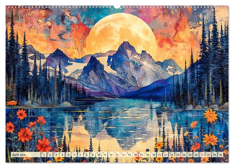 Produktbild: Blumenn&auml;chte im Mondlicht - Poesie des Himmels und der Erde (hochwertiger Premium Wandkalender 2026 DIN A2 quer), Kunstdruck in Hochglanz
