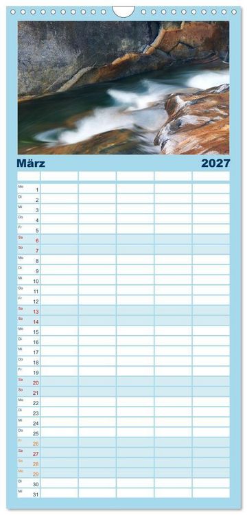 Produktbild: Familienplaner 2027 - Farben und Formen der Verzasca mit 5 Spalten (Wandkalender, 21 x 45 cm) CALVENDO