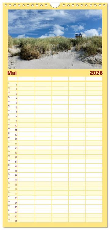Produktbild: Familienplaner 2026 - Amrum, die Perle in der Nordsee mit 5 Spalten (Wandkalender, 21 x 45 cm) CALVENDO