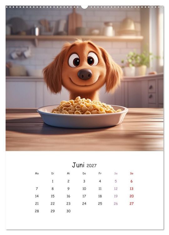 Produktbild: Fellnasen am K&uuml;chentisch - 12 KI-Motive mit Hunden (hochwertiger Premium Wandkalender 2027 DIN A2 hoch), Kunstdruck in Hochglanz
