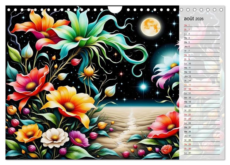 Produktbild: Fleurs de la nuit (Calendrier mural 2026 DIN A4 vertical), CALVENDO calendrier mensuel