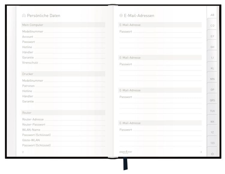 Produktbild: Passwort-Organizer A6+