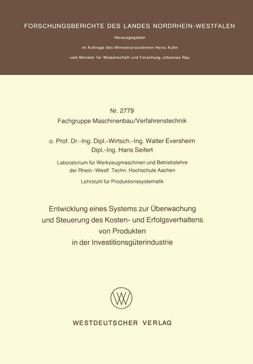 Produktbild: Entwicklung eines Systems zur &Uuml;berwachung und Steuerung des Kosten- und Erfolgsverhaltens von Produkten in der Investitionsg&Uuml;terindustrie