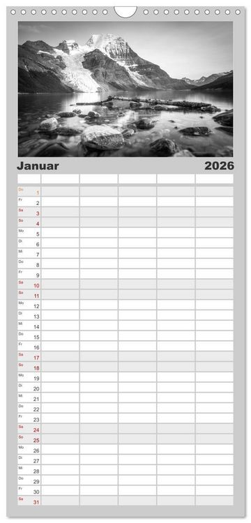 Produktbild: Familienplaner 2026 - Monochrome Wonders mit 5 Spalten (Wandkalender, 21 x 45 cm) CALVENDO