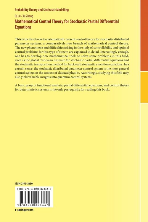 Produktbild: Mathematical Control Theory for Stochastic Partial Differential Equations