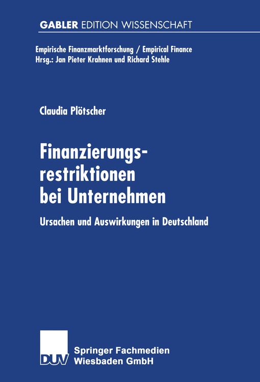 Produktbild: Finanzierungsrestriktionen bei Unternehmen