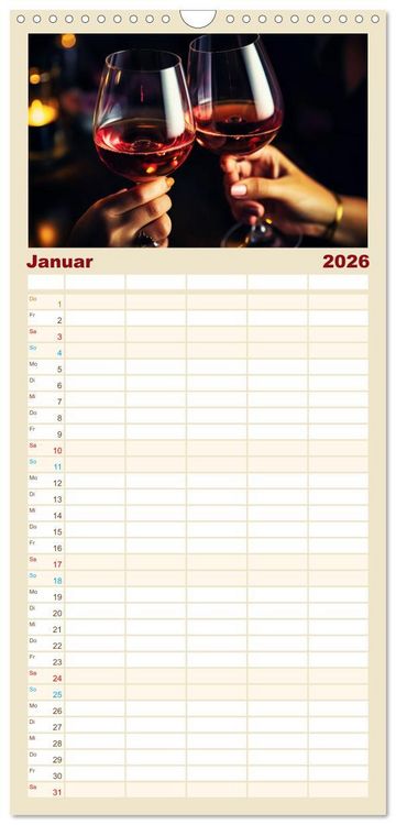 Produktbild: Familienplaner 2026 - Rebensaft - Weingenuss mit 5 Spalten (Wandkalender, 21 x 45 cm) CALVENDO