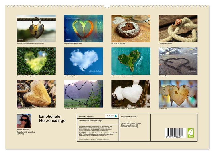 Produktbild: Emotionale Herzensdinge (hochwertiger Premium Wandkalender 2026 DIN A2 quer), Kunstdruck in Hochglanz
