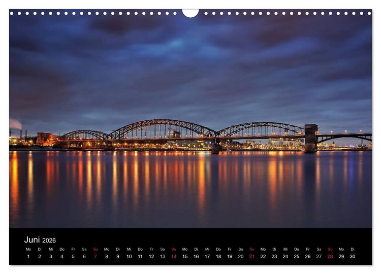 Produktbild: K&ouml;ln bei Nacht - dunkelbunte Stadt (Wandkalender 2026 DIN A3 quer), CALVENDO Monatskalender