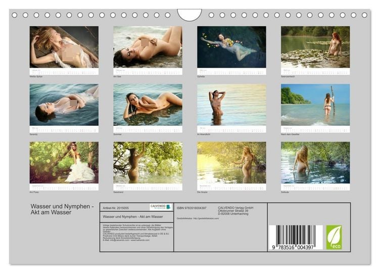 Produktbild: Wasser und Nymphen - Akt am Wasser (Wandkalender 2026 DIN A4 quer), CALVENDO Monatskalender