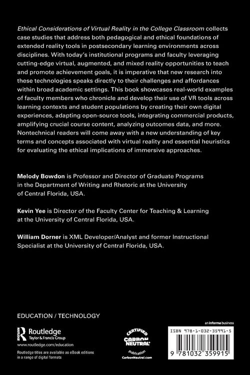 Produktbild: Ethical Considerations of Virtual Reality in the College Classroom