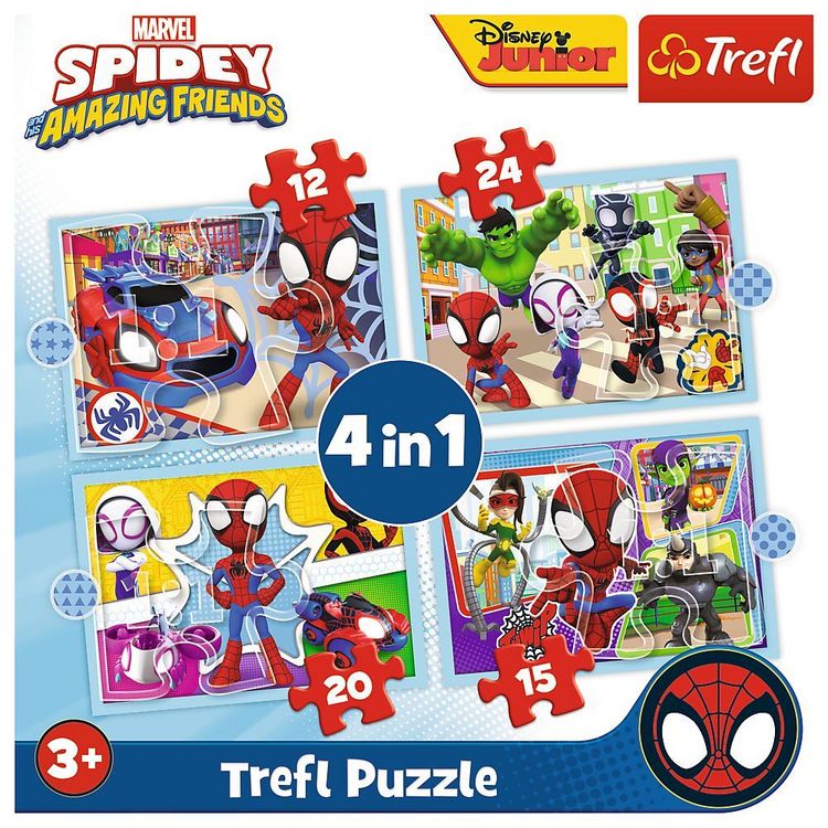Produktbild: 4 in 1 Puzzle 12,15, 20, 24 Teile Marvel Spidey
