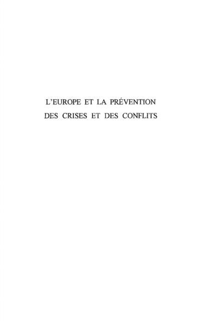 Produktbild: L'europe Et La Prevention des Crises Et des Conflits