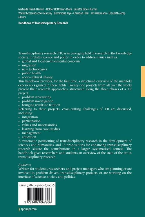 Produktbild: Handbook of Transdisciplinary Research