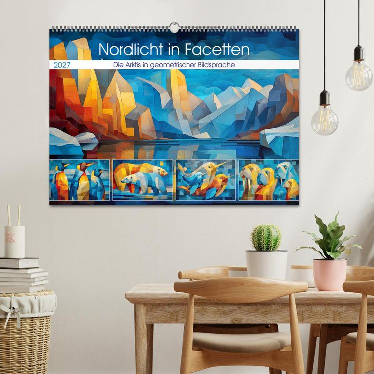 Produktbild: Nordlicht in Facetten. Die Arktis in geometrischer Bildsprache (Wandkalender 2027 DIN A2 quer), CALVENDO Monatskalender