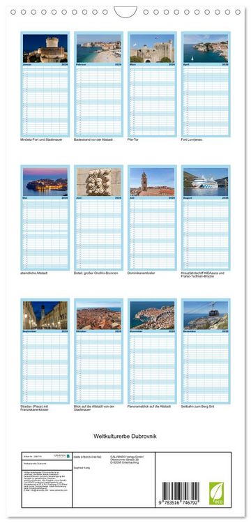 Produktbild: Familienplaner 2026 - Weltkulturerbe Dubrovnik mit 5 Spalten (Wandkalender, 21 x 45 cm) CALVENDO