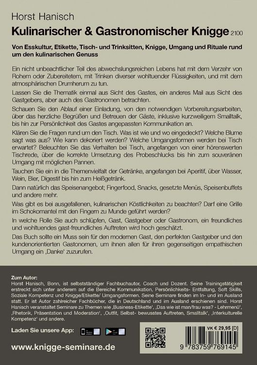 Produktbild: Kulinarischer und Gastronomischer Knigge 2100
