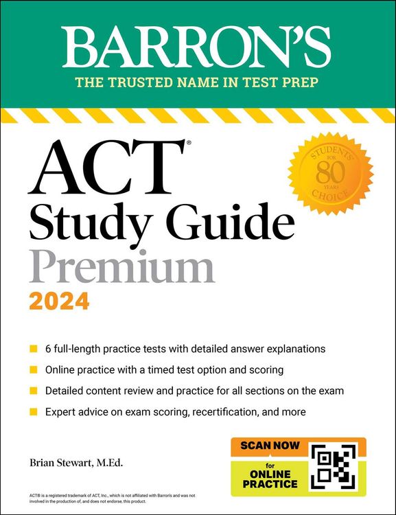 Produktbild: ACT Study Guide Premium Prep, 2024: 6 Practice Tests + Comprehensive Review + Online Practice