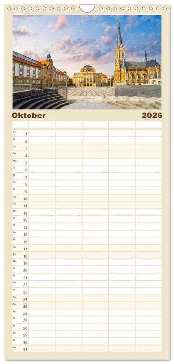 Produktbild: Familienplaner 2026 - Sachsen Impressionen mit 5 Spalten (Wandkalender, 21 x 45 cm) CALVENDO