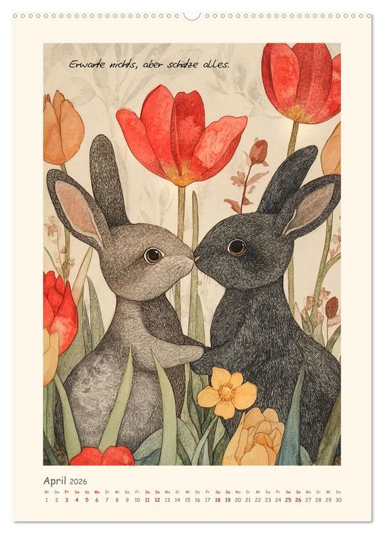 Produktbild: Liebenswerte Tierillustrationen (Wandkalender 2026 DIN A2 hoch), CALVENDO Monatskalender