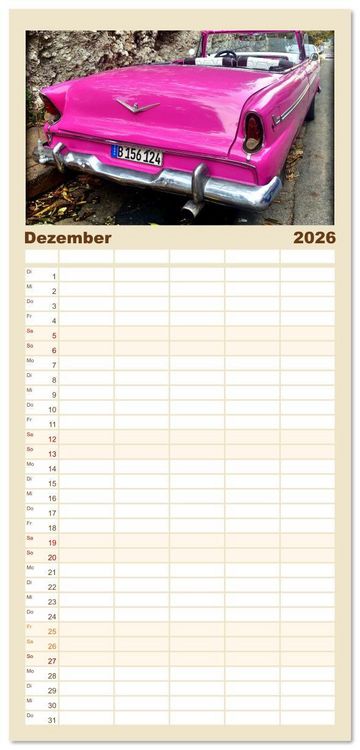 Produktbild: Familienplaner 2026 - DODGE '55 mit 5 Spalten (Wandkalender, 21 x 45 cm) CALVENDO