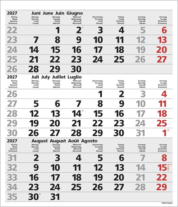 Produktbild: 3-Monats-Planer Comfort Grau 2027