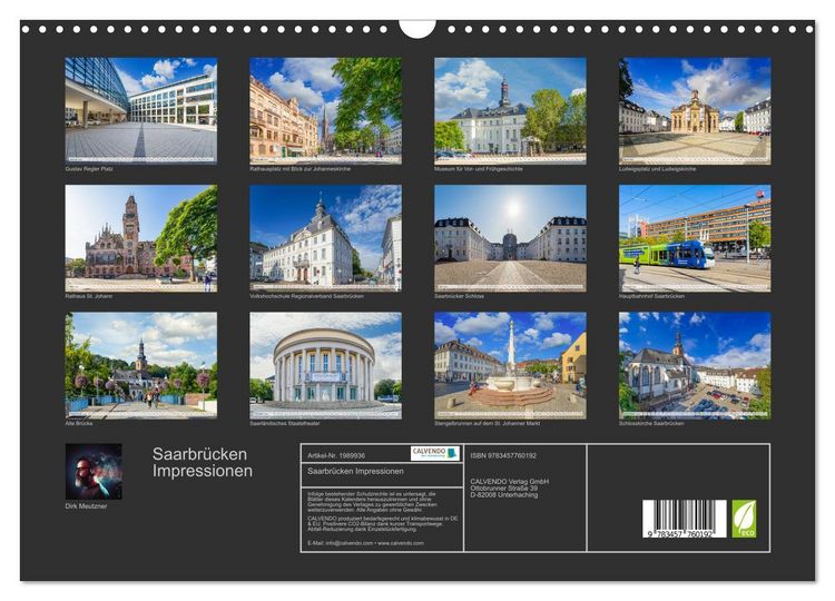 Produktbild: Saarbr&uuml;cken Impressionen (Wandkalender 2026 DIN A3 quer), CALVENDO Monatskalender
