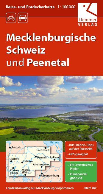 Produktbild: Reise- und Entdeckerkarte Mecklenburgische Schweiz und Peenetal