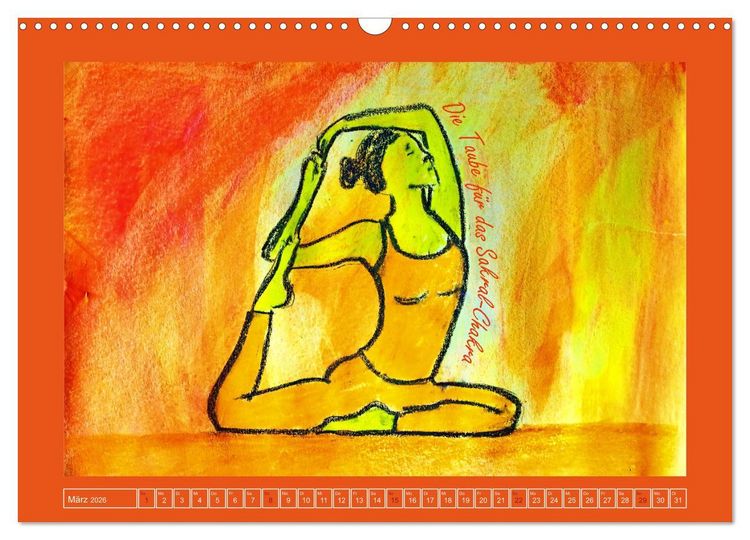 Produktbild: Farbige Yoga Kraftwelt - Yoga Asanas f&uuml;r die Chakren (Wandkalender 2026 DIN A3 quer), CALVENDO Monatskalender