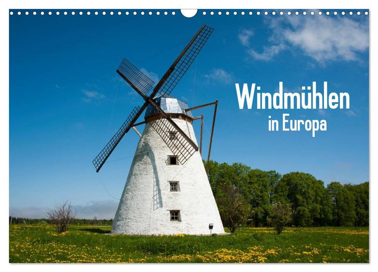 Produktbild: Windm&uuml;hlen in Europa (Wandkalender 2026 DIN A3 quer), CALVENDO Monatskalender
