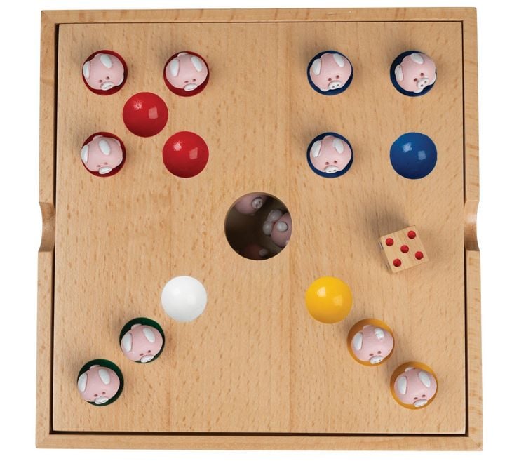 Produktbild: Philos 6342 - Schweinchen in der Grube, Holzbox, Buche, W&uuml;rfelspiel